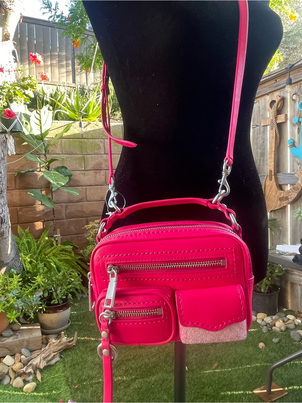 Women's Hot Pink Crossbody Bag - Fashionable Everyday Carry